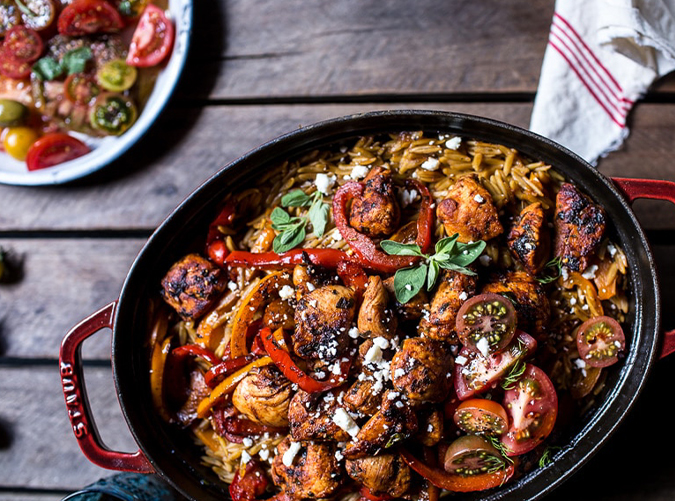 mediterranean diet dinner recipes: one pot greek oregano chicken and orzo