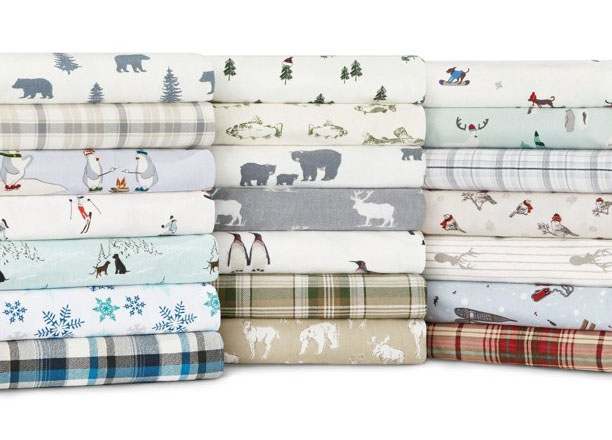Best Flannel Sheets: A stack of kid-patterned sheets