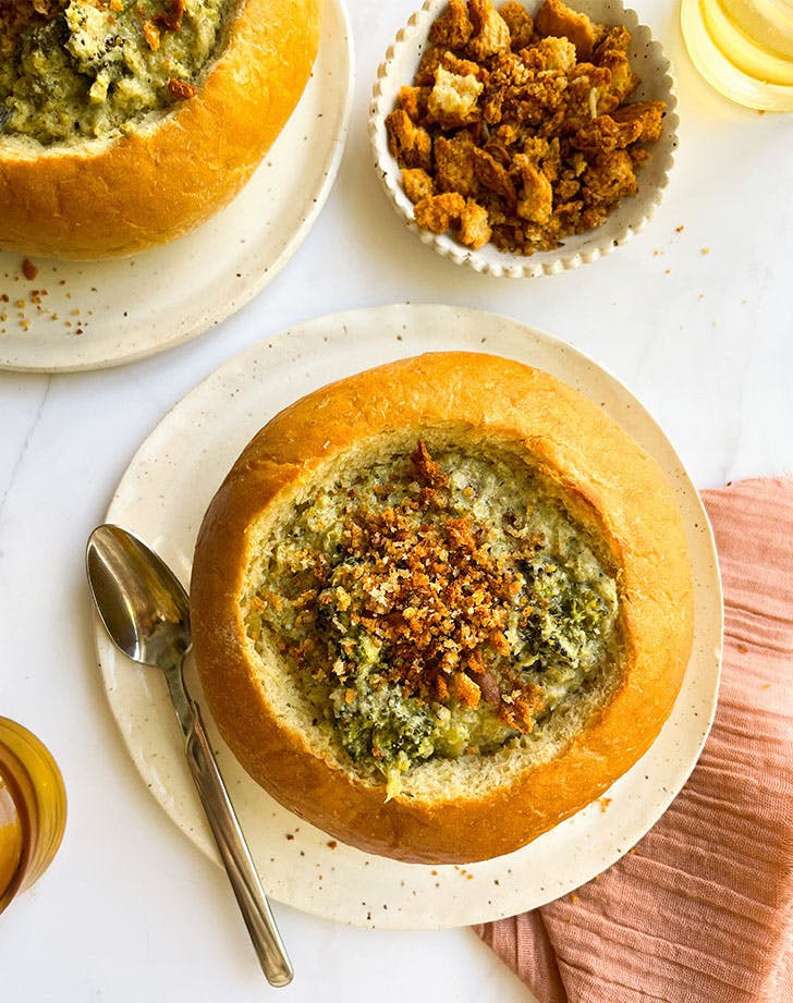 february dinner ideas roasted broccoli cheddar soup hero
