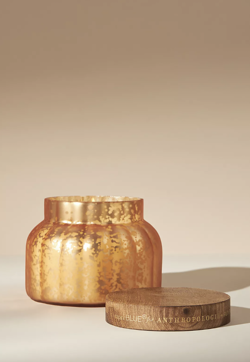 orange Anthropologie pumpkin candle