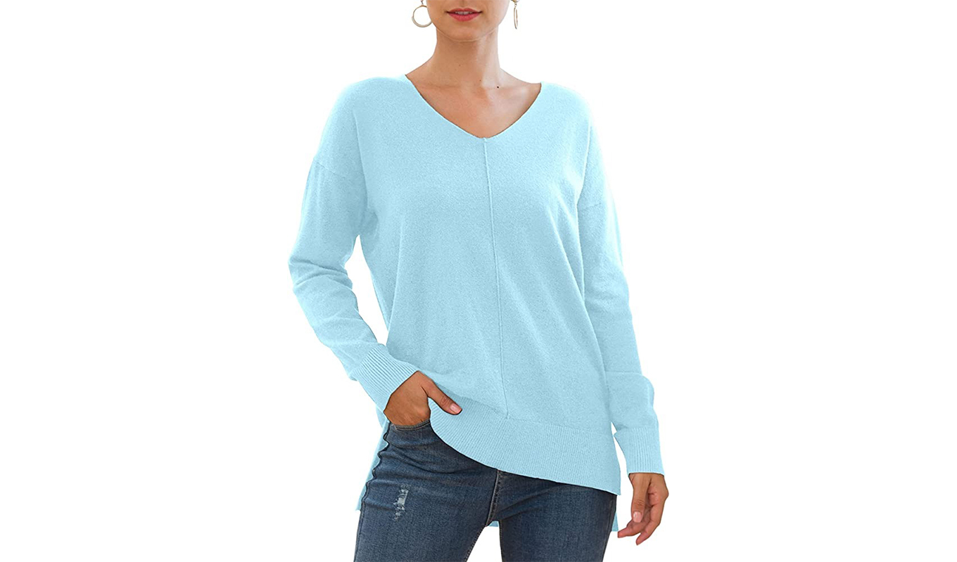 Best Amazon Fashion Pieces: A model wearing a blue top