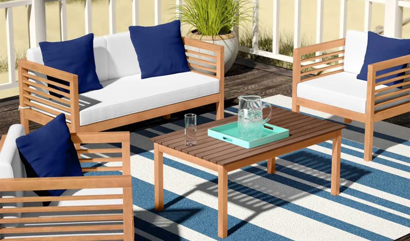A close up of the outdoor patio set from Wayfair.