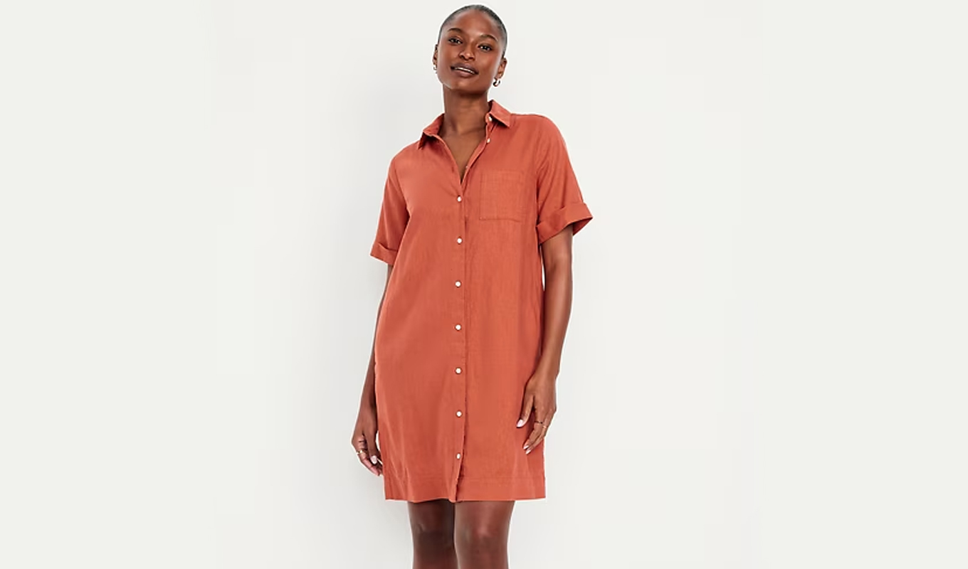 linen shirt dresses Old Navy Linen Blend Shirtdress
