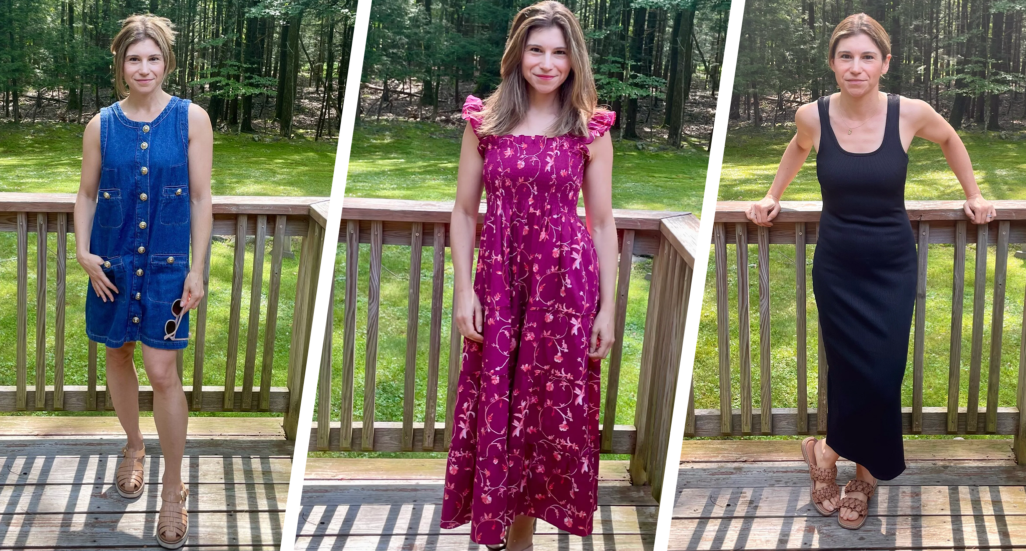 three summer dresses for petites to consider wearing, from denim mini dresses to nap dresses