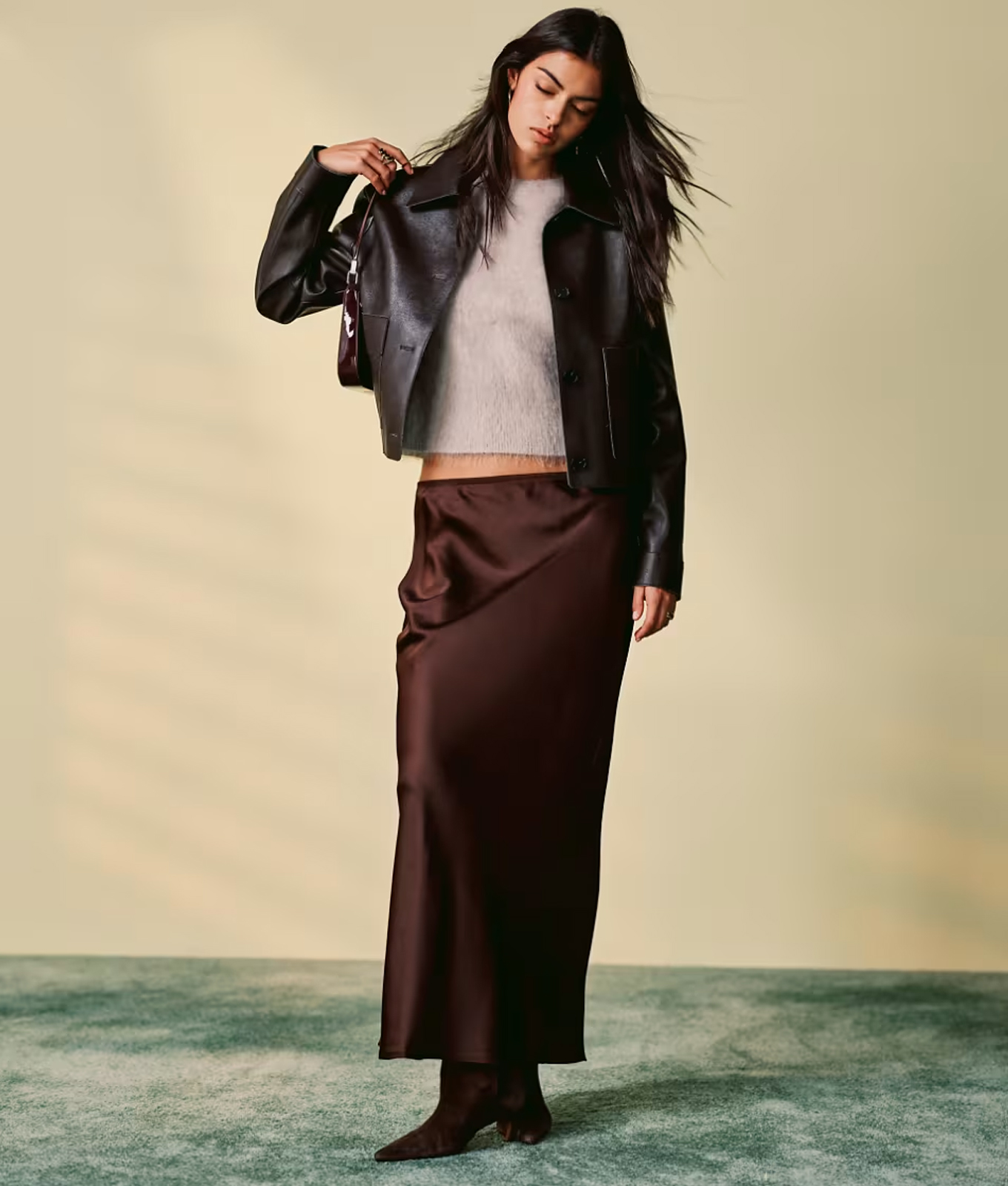 asos-transitional-winter-spring-pieces Mango Satin Midi Skirt