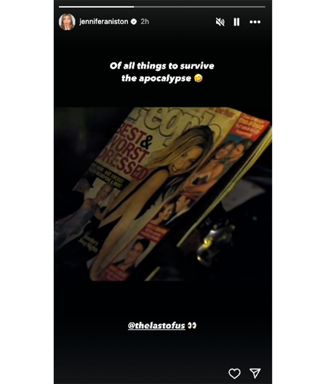 jennifer aniston the last of us cameo ig story