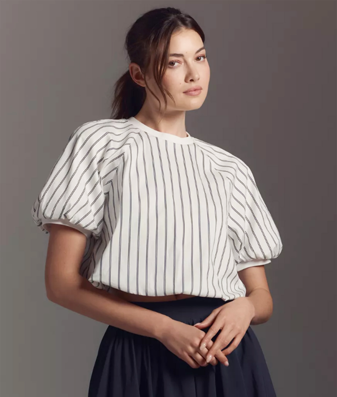 Puff-sleeve-top: Maeve-stripe-top