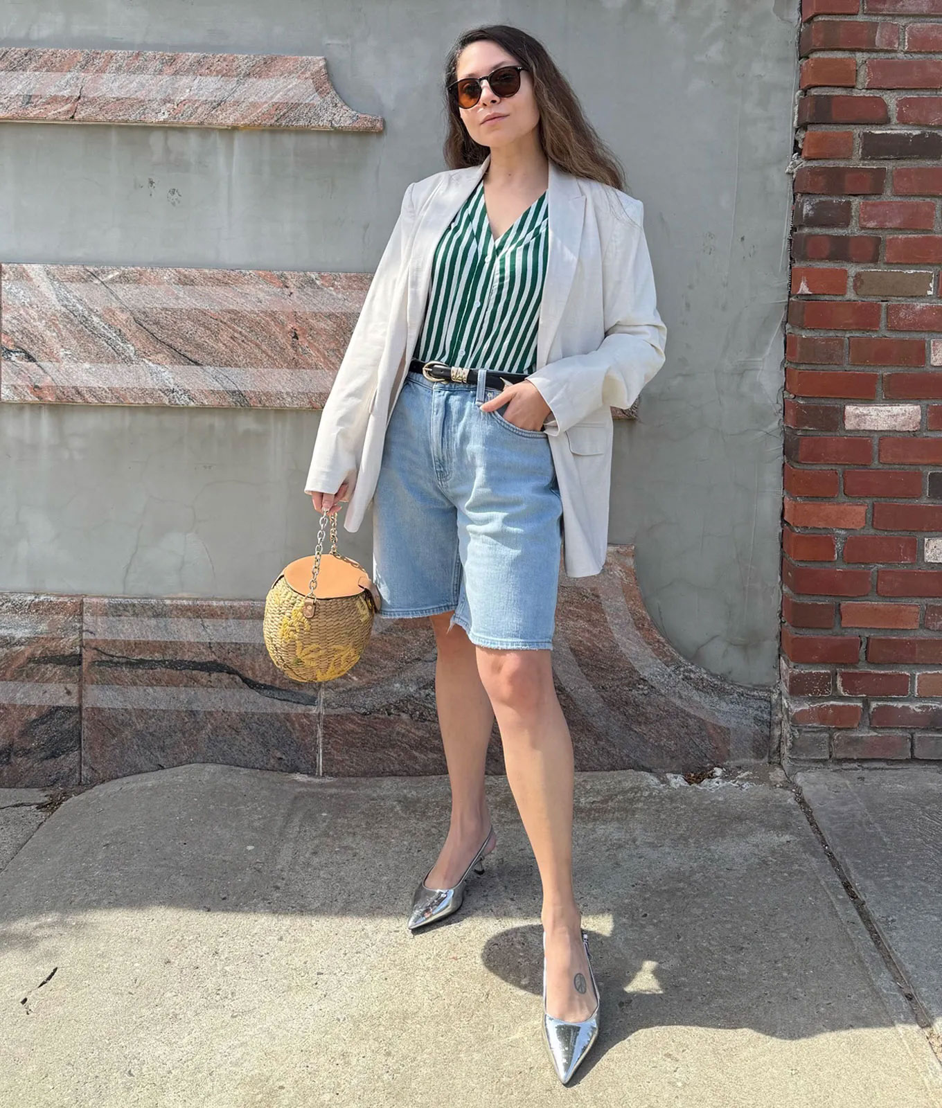 summer shorts for petites a photo of stephanie maida wearing hudson jeans